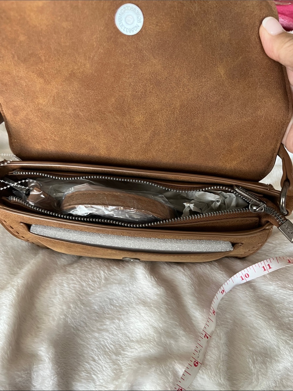 Wrangler - Brown Cow Print Shoulder Bag - Brown, White, Black - Picture 8 of 13